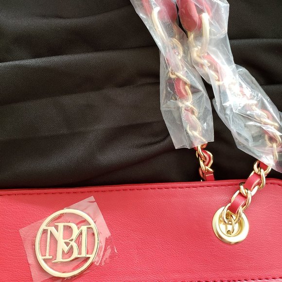 NWT - Badgley Mischka - Vegan Leather Red Purse Bag Tote - GREAT for Holidays! - Picture 2 of 14